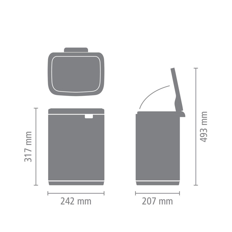 Кош за боклук Brabantia Bo Small 1006627, 7 л, Плавно и безшумно отваряне, Противоплъзгаща основа, Бял