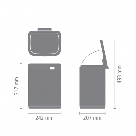 Кош за боклук Brabantia Bo Small 1006627, 7 л, Плавно и безшумно отваряне, Противоплъзгаща основа, Бял