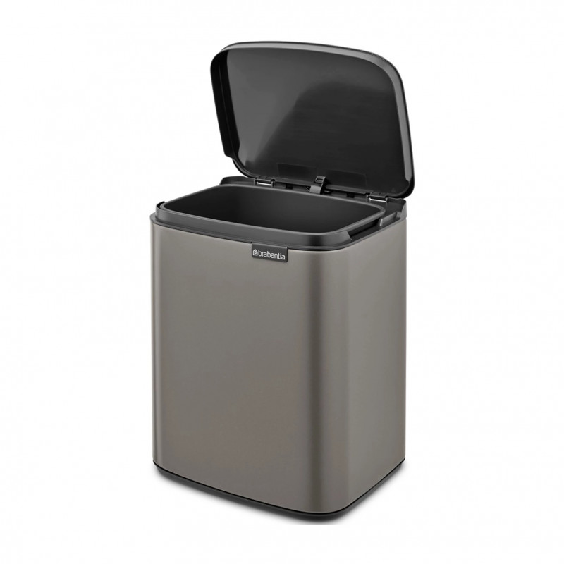 Кош за боклук Brabantia Bo Small 1006628, 7 л, Плавно и безшумно отваряне, Противоплъзгаща основа, Сив