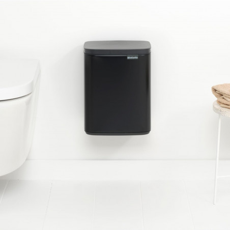 Кош за боклук Brabantia Bo Small 1006629, 7 л, Плавно и безшумно отваряне, Противоплъзгаща основа, Черен