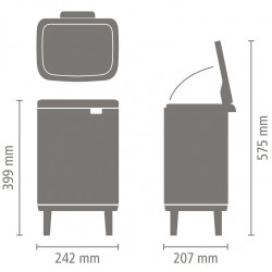Кош за боклук Brabantia Bo Small Hi 1006643, 7 л, Повдигнат, Плавно и безшумно отваряне, Противоплъзгаща основа, Бял