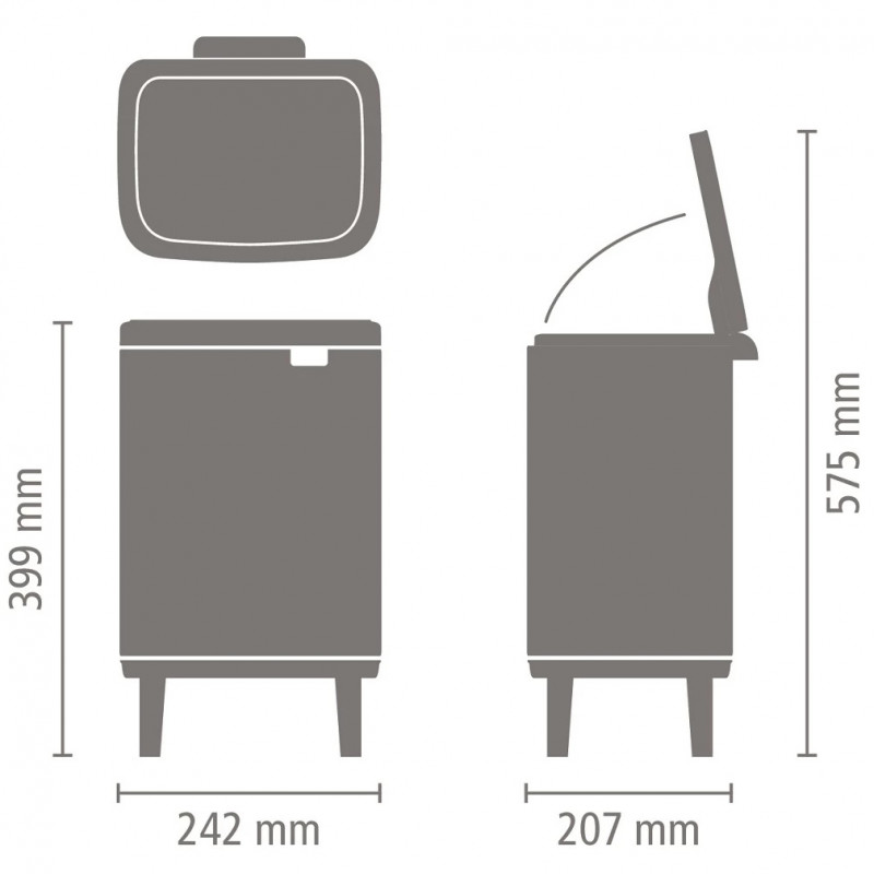 Кош за боклук Brabantia Bo Small Hi 1006643, 7 л, Повдигнат, Плавно и безшумно отваряне, Противоплъзгаща основа, Бял