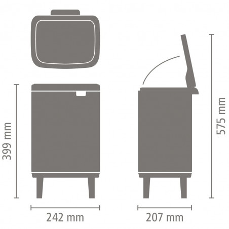 Кош за боклук Brabantia Bo Small Hi 1006643, 7 л, Повдигнат, Плавно и безшумно отваряне, Противоплъзгаща основа, Бял
