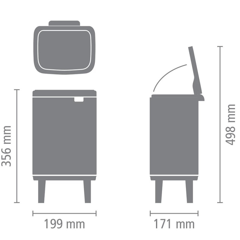 Кош за боклук Brabantia Bo Small Hi 1006639, 4 л, Повдигнат, Плавно и безшумно отваряне, Противоплъзгаща основа, Бял