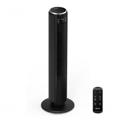 Вентилатор кула Levoit TempSense 36 DC, 26W, 92 см, За до 49 м2, 12 скорости, 4 режима, Таймер, Осцилация 90C, Дистанционно, Черен