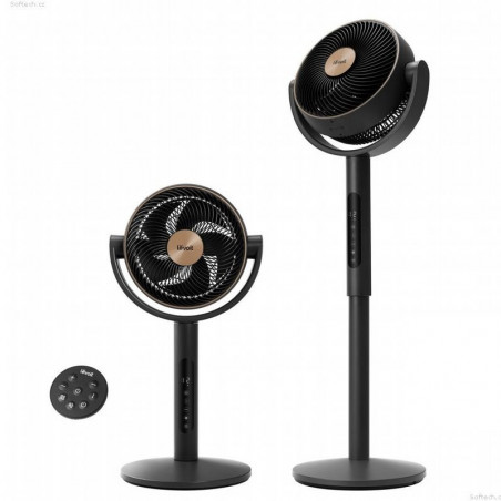 Циркулационен вентилатор Levoit Pedestal Circulator Fan LPF-R432-AEUR, 30W, 12 скорости, 4 режима, Осцилация 120C, Температурен сензор, Таймер, Дистанционно, Черен/златист