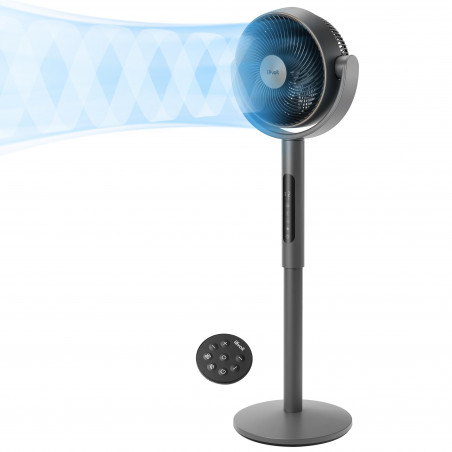 Циркулационен вентилатор Levoit Pedestal Circulator Fan LPF-R432-AEUR, 30W, 12 скорости, 4 режима, Осцилация 120C, Температурен сензор, Таймер, Дистанционно, Черен/златист