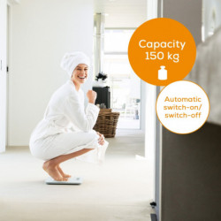 Кантар Beurer GS 120 Kompakt, До 150 кг, LCD, Автоматично вкл/изкл, Големи цифри, Задържане на показанията, Бял