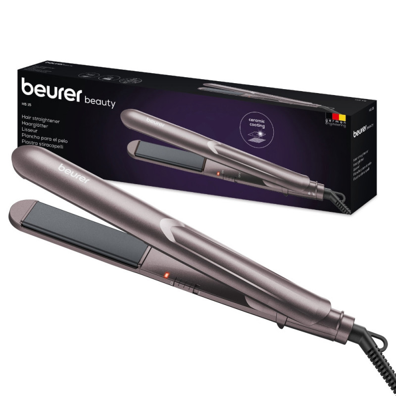 Преса за коса Beurer HS 15, 32W, Керамично покритие, Бързо загряване, 100-220C, Розово злато