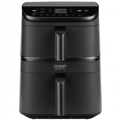Двоен фритюрник с горещ въздух Cosori CAF-DC121 Turbo Tower, 2630W, 4.3/6.5 л, 7 програми, 30-230C, Сензорно управление, Таймер, Студени стени, Черен