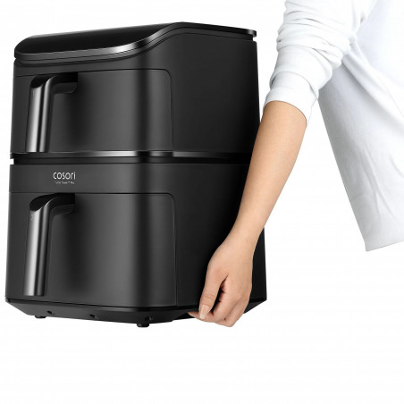 Двоен фритюрник с горещ въздух Cosori CAF-DC121 Turbo Tower, 2630W, 4.3/6.5 л, 7 програми, 30-230C, Сензорно управление, Таймер, Студени стени, Черен