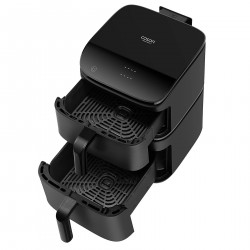 Двоен фритюрник с горещ въздух Cosori CAF-DC121 Turbo Tower, 2630W, 4.3/6.5 л, 7 програми, 30-230C, Сензорно управление, Таймер, Студени стени, Черен