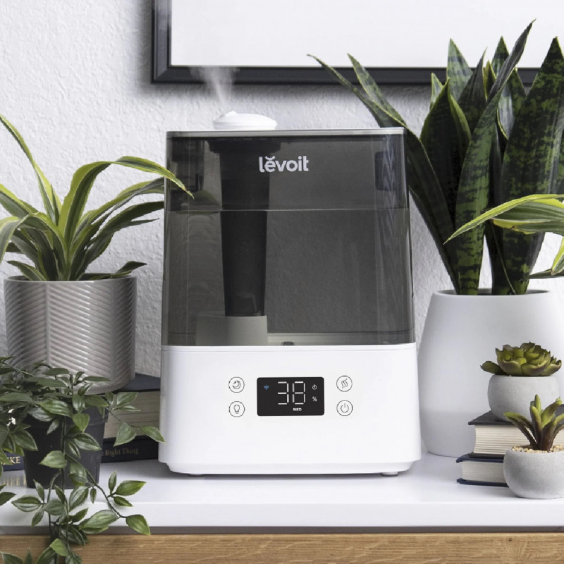 Ултразвуков смарт овлажнител за въздух Levoit Classic 300S, 47 м2, 26W, 6 Л, Smart, WiFi, Гласови команди, Автономия 60 ч, Бял/Сив