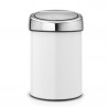 Кош за боклук Brabantia Touch Bin 647216, 3 л, Плавно и безшумно отваряне, Стенен монтаж, Бял