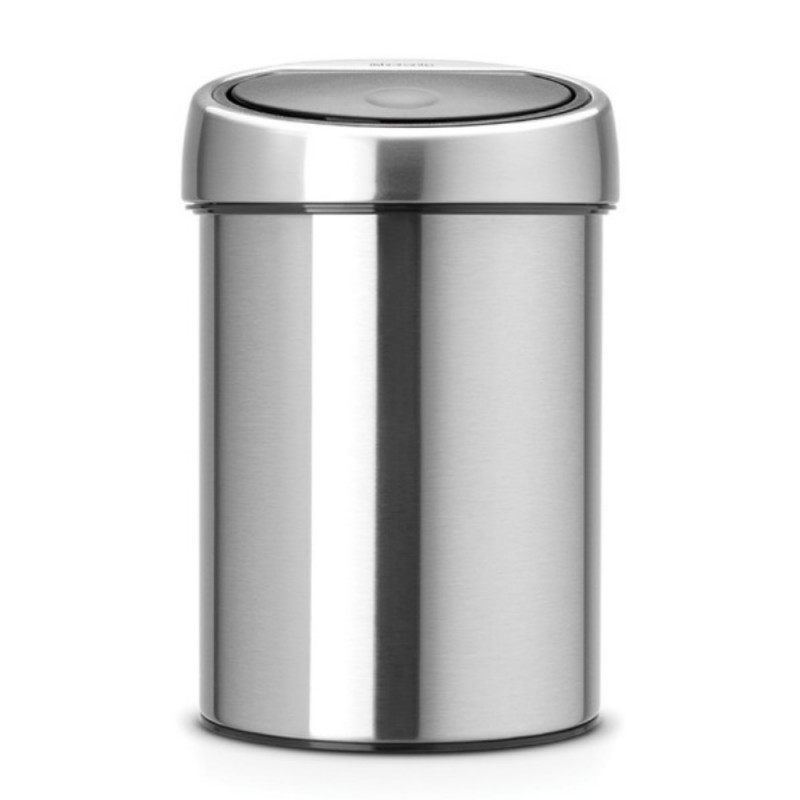 Кош за боклук Brabantia Touch Bin 647217, 3 л, Плавно и безшумно отваряне, Стенен монтаж, Устойчив на пръстови отпечатъци, Инокс