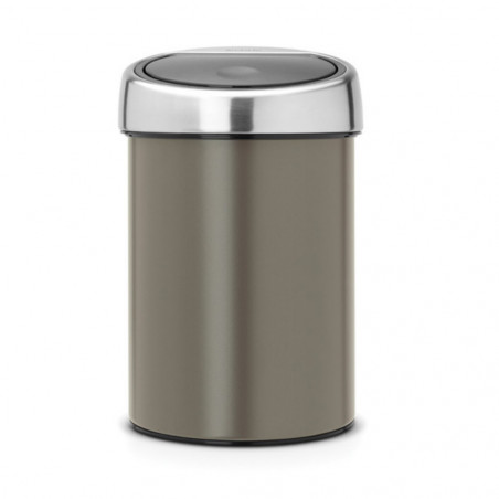 Кош за боклук Brabantia Touch Bin 647215, 3 л, Плавно и безшумно отваряне, Стенен монтаж, Сив