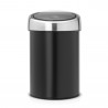Кош за боклук Brabantia Touch Bin 647214, 3 л, Плавно и безшумно отваряне, Стенен монтаж, Черен/инокс