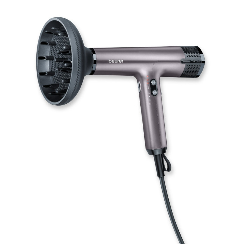 Сешоар Beurer HC 100, 1700W, 4 настройки, Вградена памет, LED дисплей, Магнитни приставки, Йонизация, Лилав