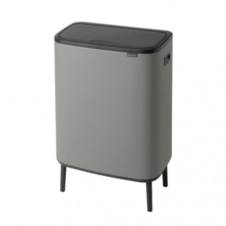 Кош за боклук Brabantia Bo Touch Hi 1001266, 2x30 л, Плътно прилепване към стена, Реглаж на краката, Минерално покритие, Сив