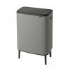 Кош за боклук Brabantia Bo Touch Hi 1001266, 2x30 л, Плътно прилепване към стена, Реглаж на краката, Минерално покритие, Сив