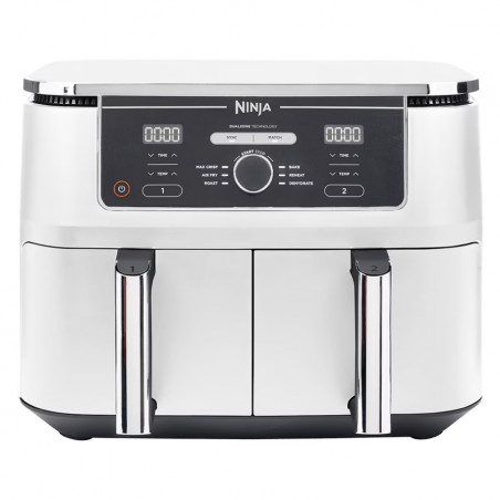 Двоен фритюрник с горещ въздух Ninja AF400EUWH, 2470W, 9.5 л, 6 програми, 40-240 C, Независими зони, Бял