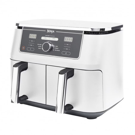 Двоен фритюрник с горещ въздух Ninja AF400EUWH, 2470W, 9.5 л, 6 програми, 40-240 C, Независими зони, Бял