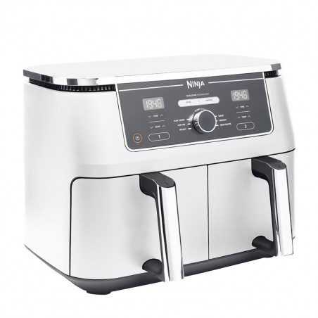 Двоен фритюрник с горещ въздух Ninja AF400EUWH, 2470W, 9.5 л, 6 програми, 40-240 C, Независими зони, Бял