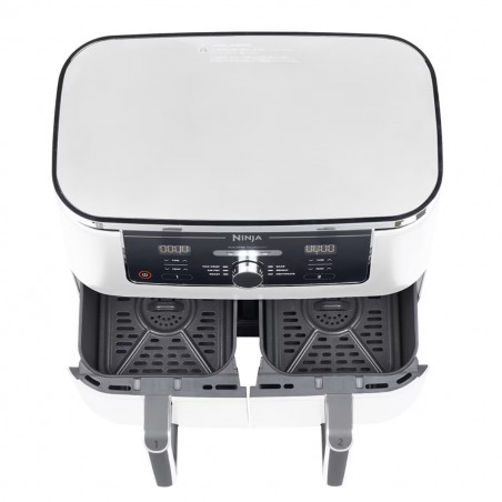 Двоен фритюрник с горещ въздух Ninja AF400EUWH, 2470W, 9.5 л, 6 програми, 40-240 C, Независими зони, Бял