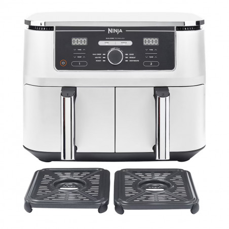 Двоен фритюрник с горещ въздух Ninja AF400EUWH, 2470W, 9.5 л, 6 програми, 40-240 C, Независими зони, Бял