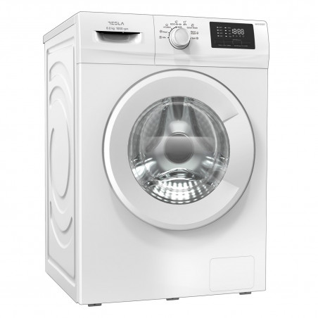 Пералня с предно зареждане Tesla WF61030T, 1950W, 6 кг, 42 л, 8 програми, 1000 об/мин, Клас Е, Защита от деца, LED, Бял