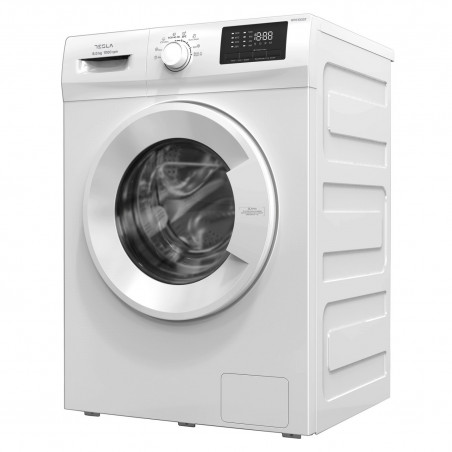 Пералня с предно зареждане Tesla WF61030T, 1950W, 6 кг, 42 л, 8 програми, 1000 об/мин, Клас Е, Защита от деца, LED, Бял