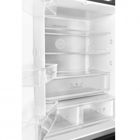 Хладилник с фризер Tesla RF5100FMBE, 250W, 511Л, Енергиен клас Е, Инвертор, Total No Frost, Metal Cooling, LED, Дисплей, Черно стъкло