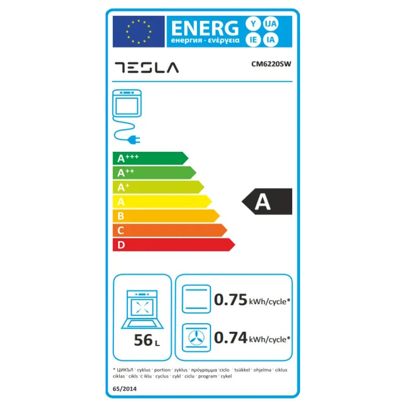 Готварска печка Tesla CM6220SW, 8.1 kW, 56 литра, Клас А, 2 газови котлона, 2 стандартни котлона, Грил, 40-240 градуса, Бял