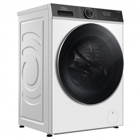 Пералня с предно зареждане Tesla WF81480T, 1900W, 8 кг, 1400об/мин, Инверторен мотор, Клас А, 14 програми, Бял/черен