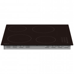 Стъклокерамичен плот за вграждане Tesla HV6402MB, 6600W, 9 степени, 4 зони, Таймер, Детска защита, Индикатор за остатъчна топлина, Скосен ръб, Черен