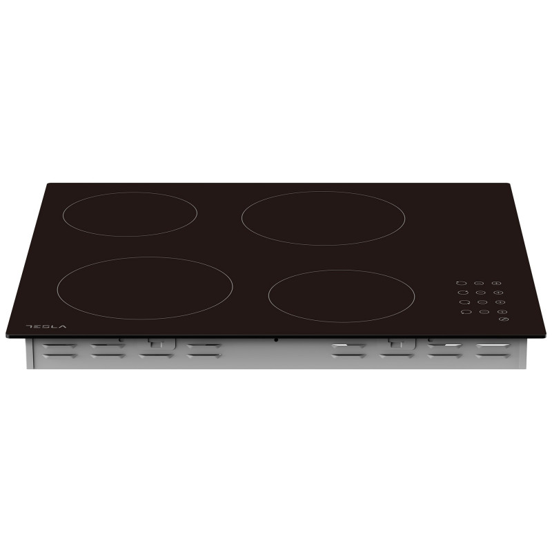Стъклокерамичен плот за вграждане Tesla HV6402MB, 6600W, 9 степени, 4 зони, Таймер, Детска защита, Индикатор за остатъчна топлина, Скосен ръб, Черен