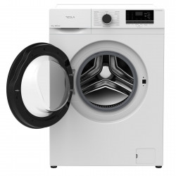 Пералня с предно зареждане Tesla WF61030K, 1950W, 6 кг, 1000 об/мин, 16 програми, Енергиен клас Е, LED дисплей, Заключване за деца, Бял/черен