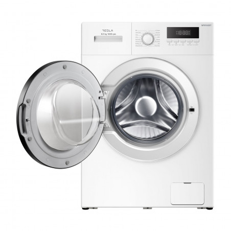 Пералня с предно зареждане Tesla WF81430T, 2050W, 8 кг, 53 л, 16 програми, 1400 об/мин, Клас A, Steam Care, LED, Бял