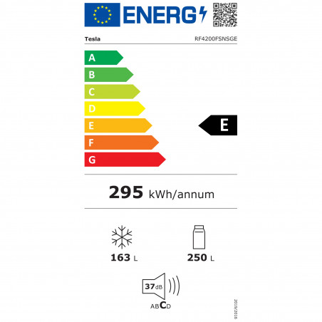 Хладилник с фризер Tesla RF4200FSNSGE, 436 л, Клас Е, 5 врати, Total No Frost, Външен LED дисплей, 41 dB, Сив