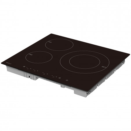 Стъклокерамичен плот за вграждане Tesla HI6301MB, 7400W, 9 степени, 3 зони, Защита от деца, Индикатор за остатъчна топлина, Сензор за тиган, Черен