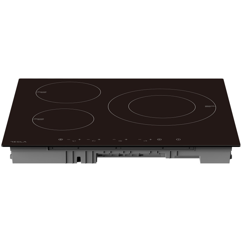 Стъклокерамичен плот за вграждане Tesla HI6301MB, 7400W, 9 степени, 3 зони, Защита от деца, Индикатор за остатъчна топлина, Сензор за тиган, Черен