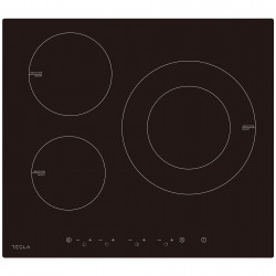 Стъклокерамичен плот за вграждане Tesla HI6301MB, 7400W, 9 степени, 3 зони, Защита от деца, Индикатор за остатъчна топлина, Сензор за тиган, Черен