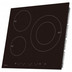 Стъклокерамичен плот за вграждане Tesla HI6301MB, 7400W, 9 степени, 3 зони, Защита от деца, Индикатор за остатъчна топлина, Сензор за тиган, Черен