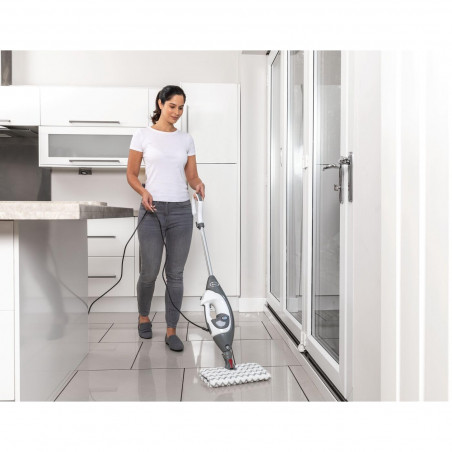 Парочистачка Shark S6005EU, 1200W, 0.5 л, 2 настройки, Технология Klick'n Flip, Steam Blaster, Dirt Grip подложки, Бял/Сив