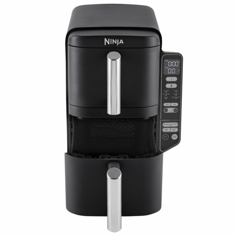 Фритюрник с горещ въздух Ninja SL300EU, 2470W, 7.6 л, 40-240C, 2 кошници, 6 програми, Синхронизирано готвене, Таймер, Автоматично спиране, Черен