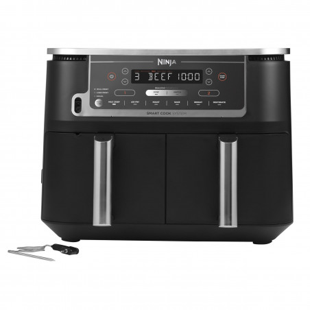 Двоен фритюрник с горещ въздух Ninja AF451EU, 2470W, 9.5 л, 6 програми, Независими зони, Синхронизация, Черен