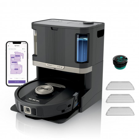 Прахосмукачка робот Shark PowerDetect Max RV2800ZEEU, 650W, 0.3 л, 372 м2, 360 LiDAR, Автономия до 110 мин, Wet Edge Detect, Черен
