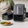 Двоен фритюрник с горещ въздух Ninja SL451EU, 2470W, 9.5 л, Цифров термометър, 2 кошници, 6 програми, Max Crisp, Sync & Match, Сив