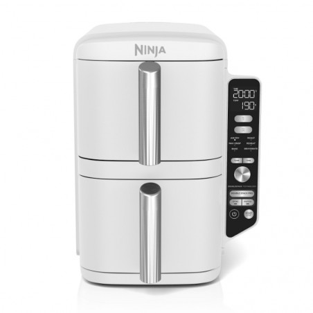 Двоен фритюрник с горещ въздух Ninja SL400EUWH, 2470W, 9.5 л, 2 кошници, 6 програми, Max Crisp, Функции Sync и Match, Бял