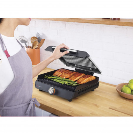 Електрическа скара Ninja GR101EU, 1450W, 28х37 см, Бързо загряване, 60-260C, 2 Плочи, Черен